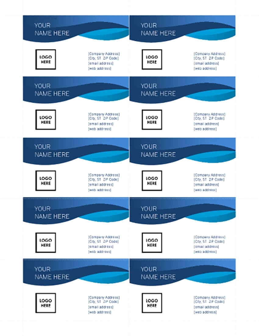 Free Microsoft Word Business Card Templates Printable 2021 