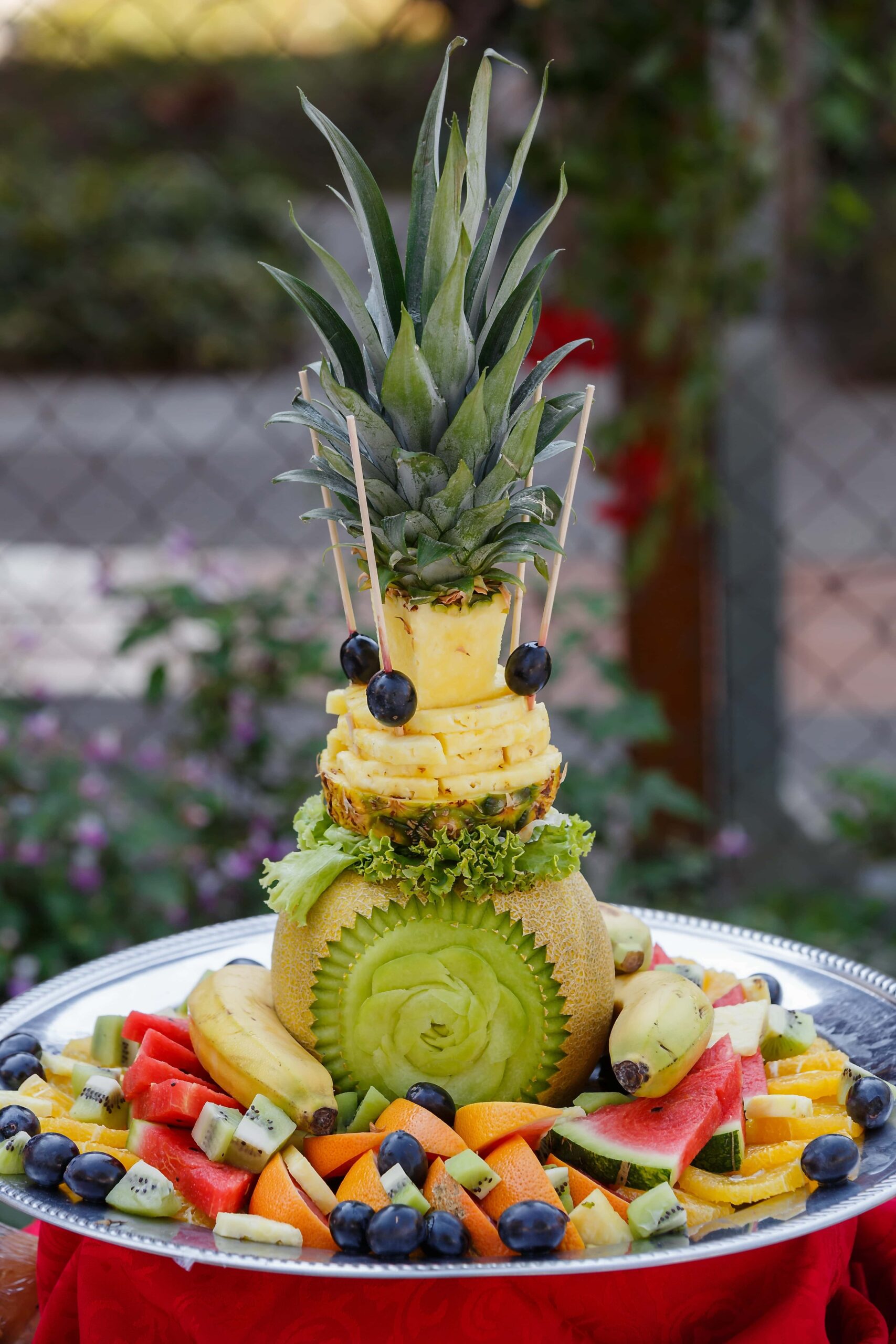 Free Picture Pineapple Carvings Watermelon Kiwi Banana Grapes Decoration Fruit Produce Food