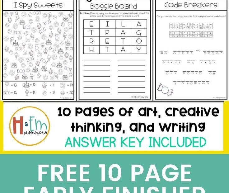 Free Printable Activity Packet Freebie 2nd 3rd 4th Early Finisher No