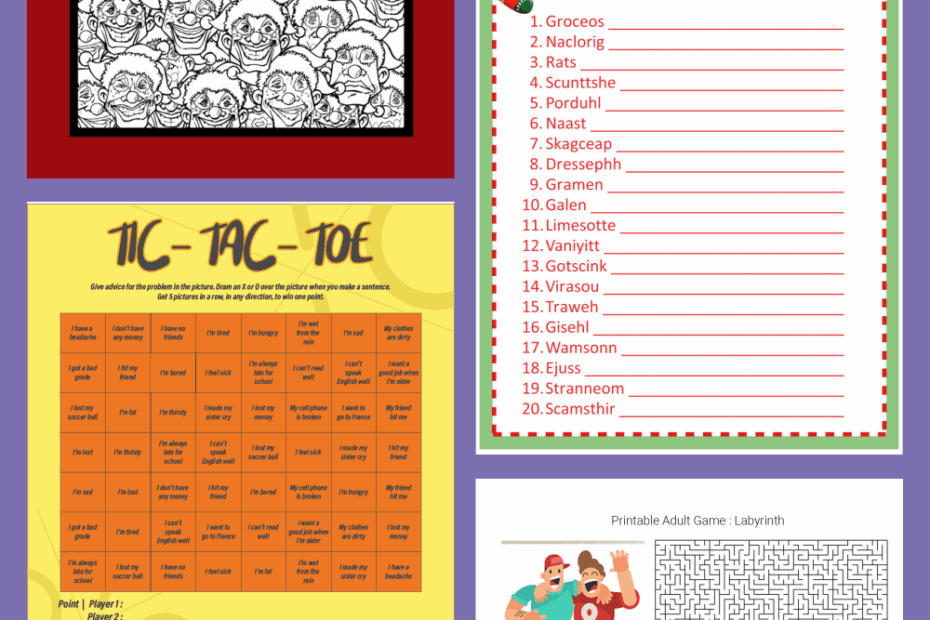Free Printable Activity Sheets For Adults