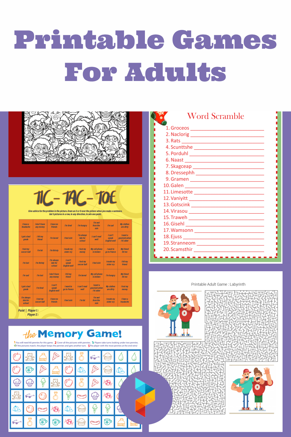 free printable adult activity pages