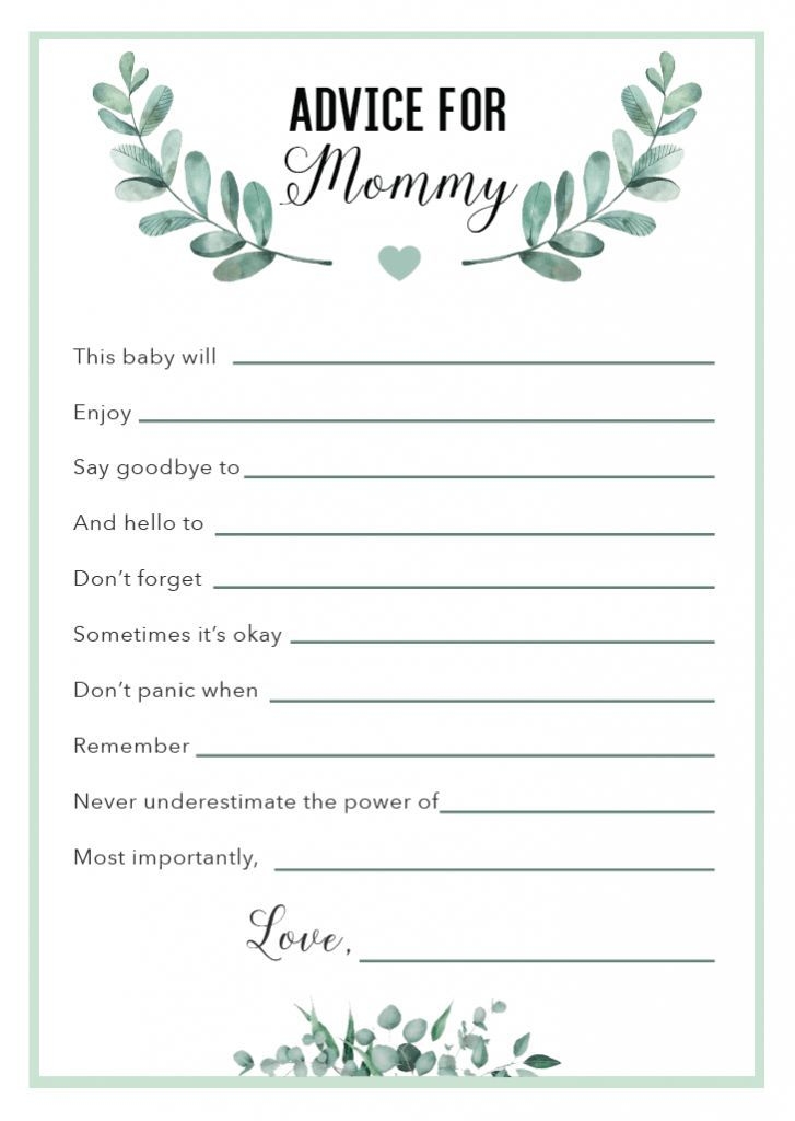 Free Printable Advice Cards For Baby Shower Template Free Printables Hub
