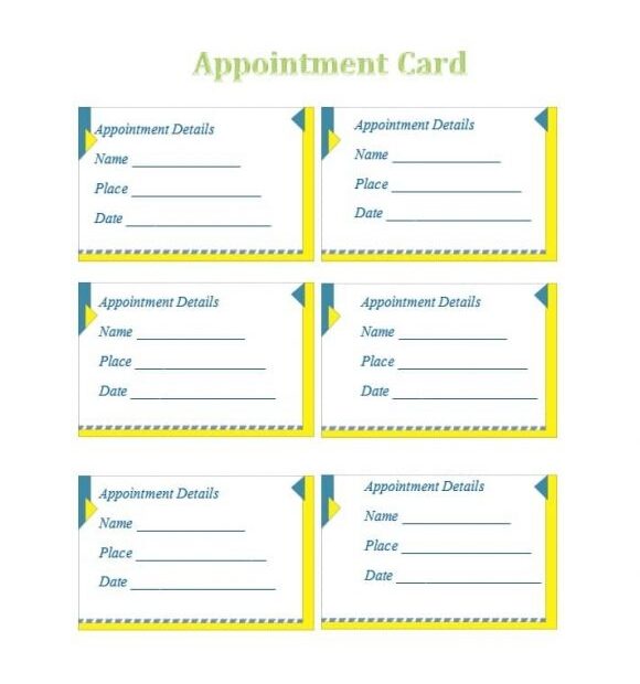 Free Printable Appointment Cards Template Printable Templates