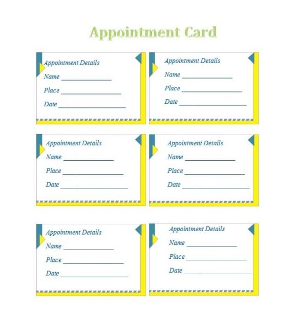 Free Printable Appointment Cards Template Printable Templates