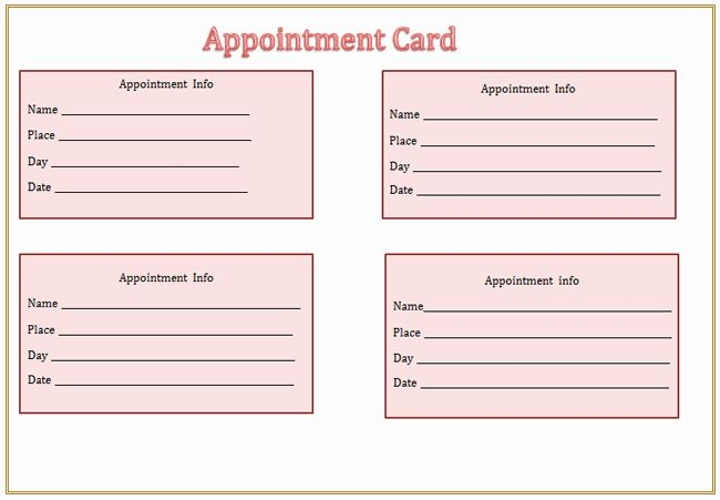 Free Printable Appointment Reminder Cards New Appointment Card Template