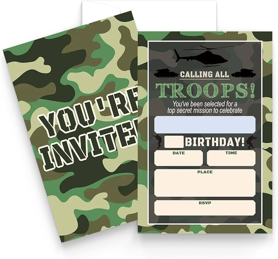 camouflage template printable birthday cards