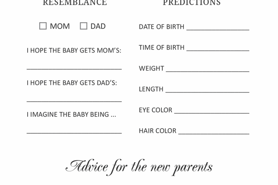 Free Printable Baby Prediction And Advice Cards Baby Shower Games