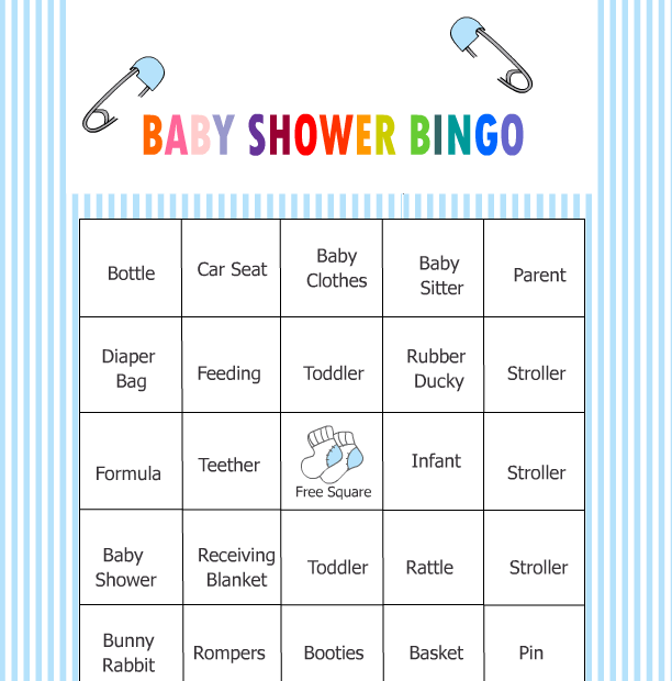 Free Printable Baby Shower Bingo