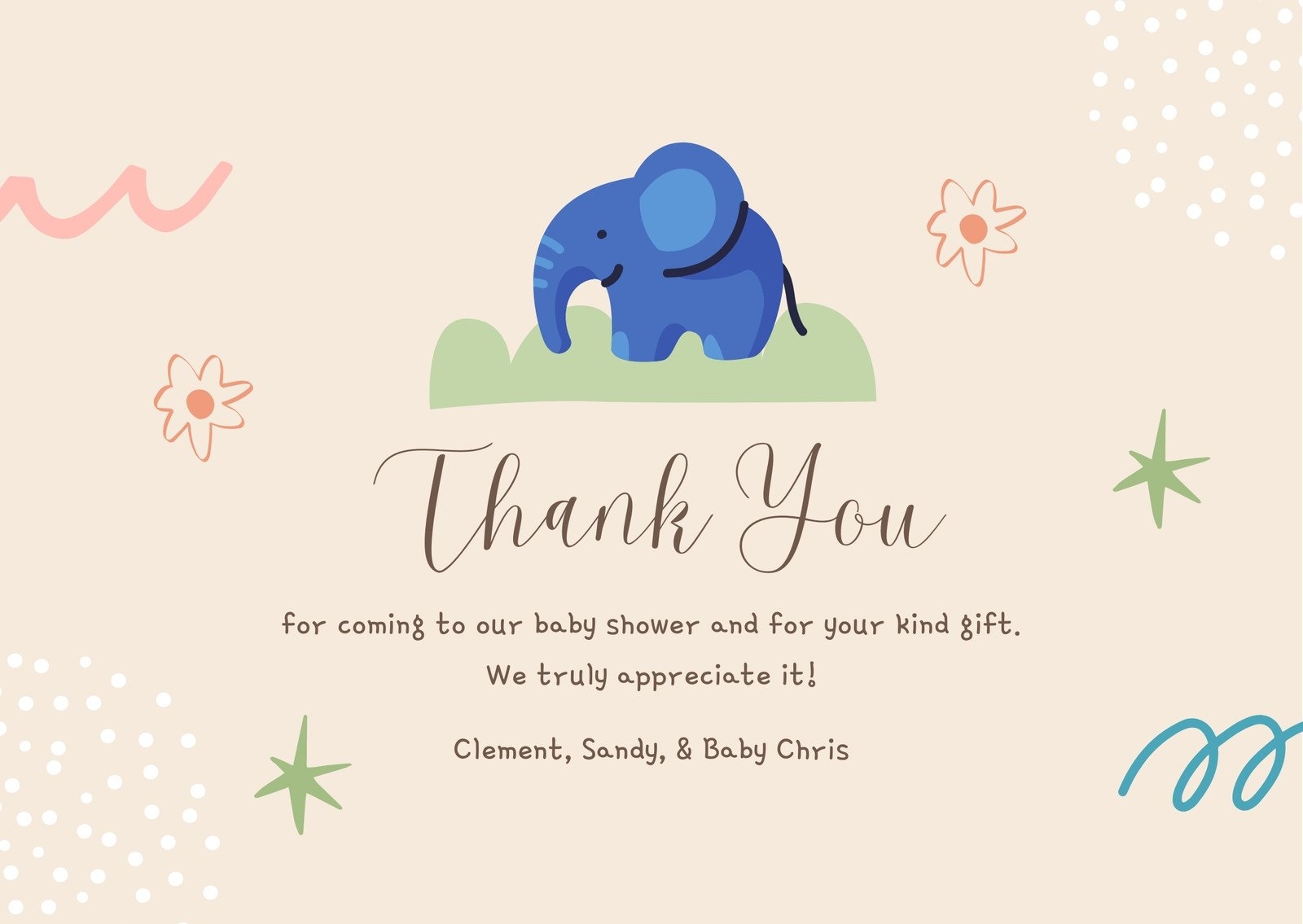 Free Printable Baby Shower Thank You Card Templates Canva 
