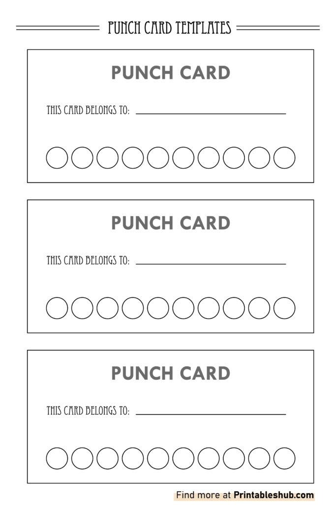 Free Printable Blank Punch Card Templates With PDFs Printables Hub