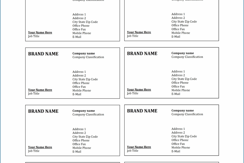 Free Printable Business Card Template Word
