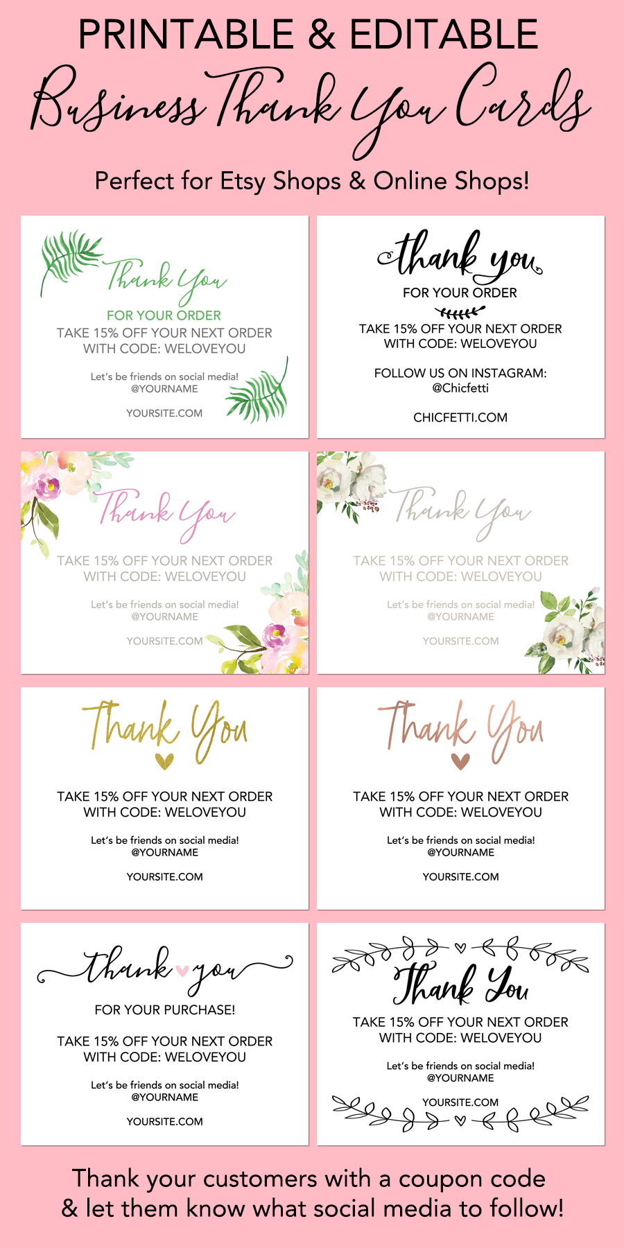 business printable thank you card template