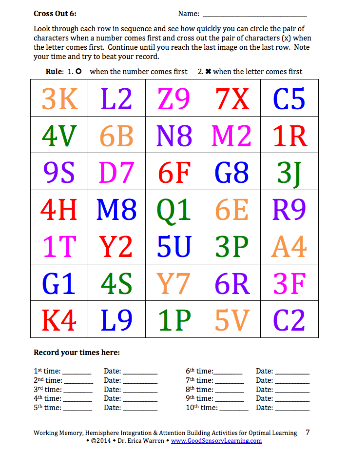 Free Printable Cognitive Exercises