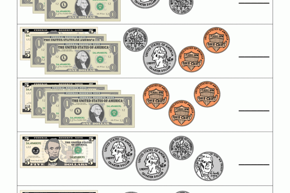 Free Printable Counting Money Worksheets