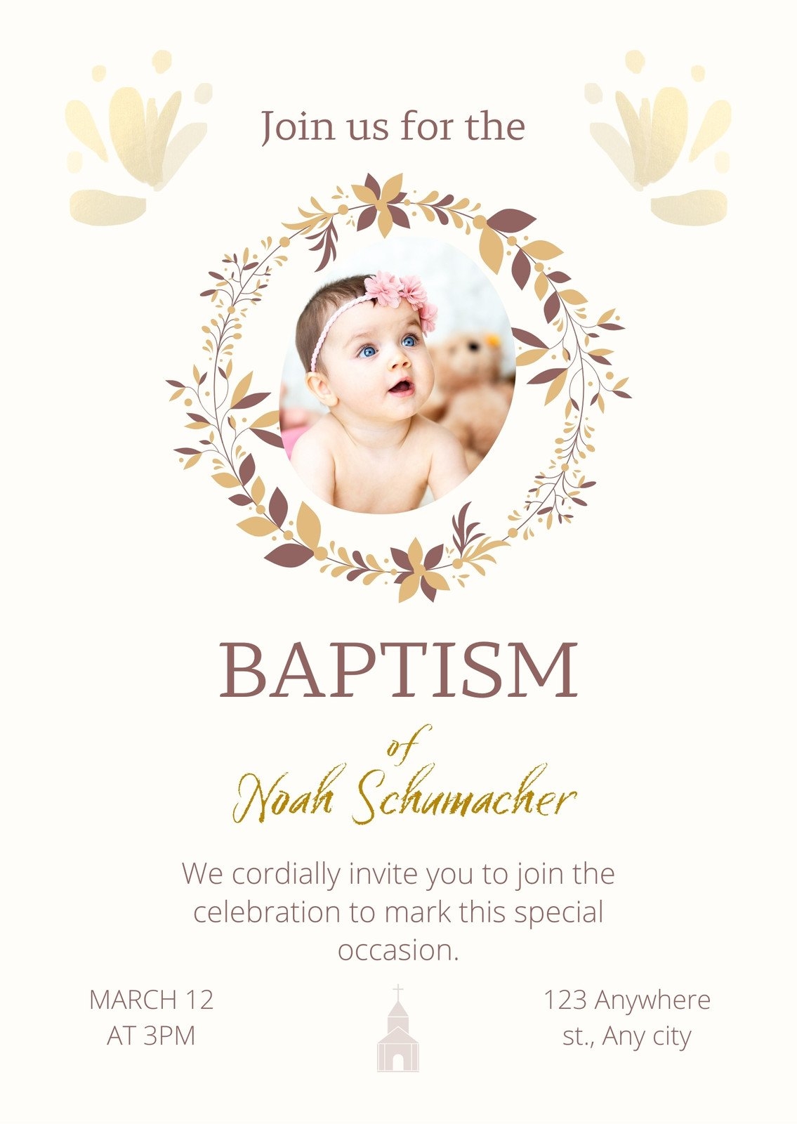 Free Printable Customizable Baptism Invitation Templates Canva 6b 
