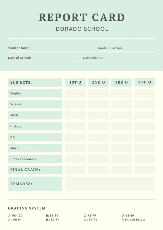 Free Printable Customizable Report Card Templates Canva