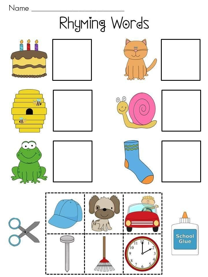 Free Printable Cut And Paste Rhyming Worksheets For Kindergarten 1 
