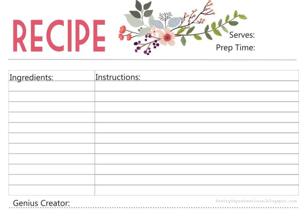 Free Printable Editable Recipe Card Template Templates Free Printable 