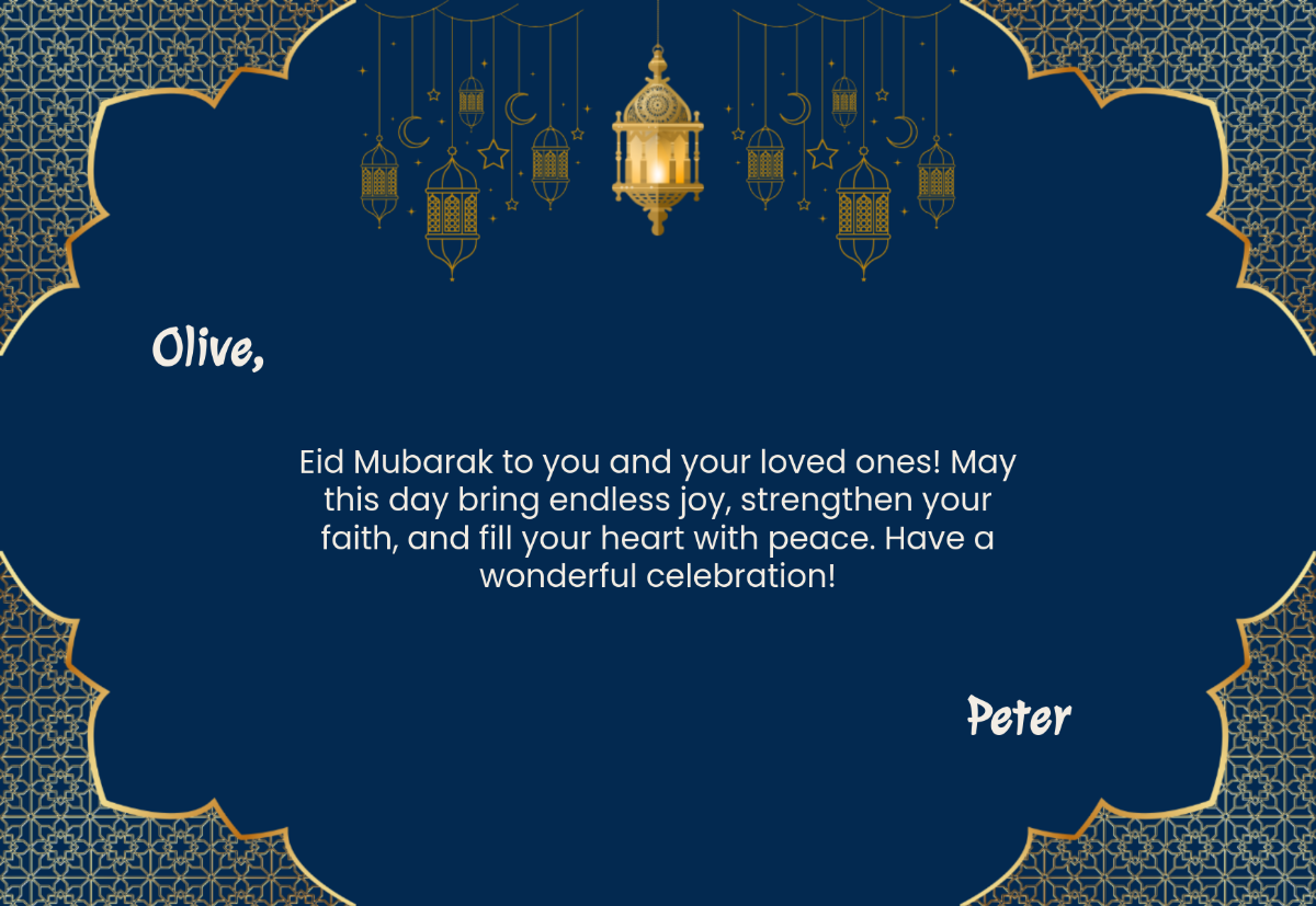 Free Printable Eid Mubarak Card Template To Edit Online
