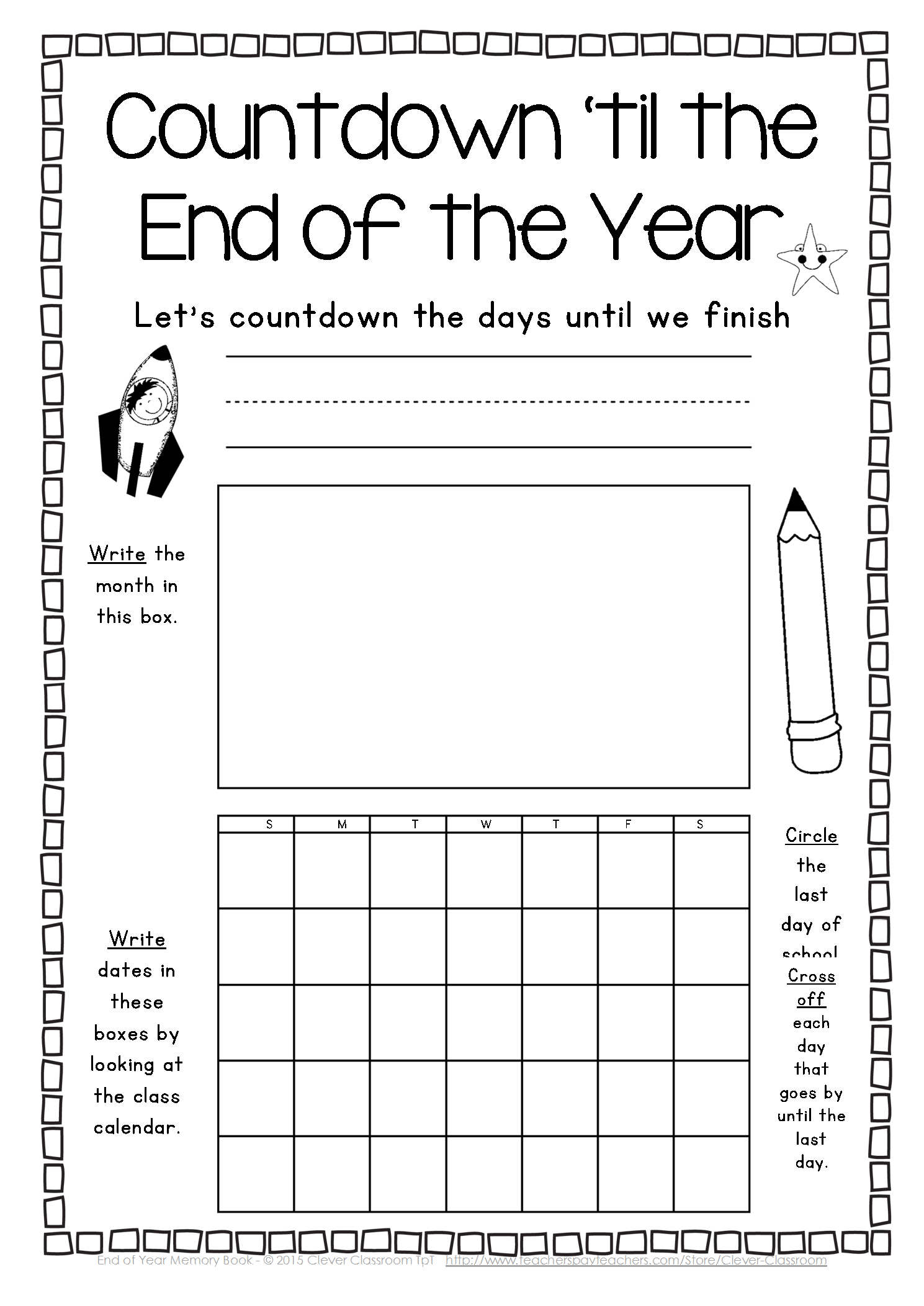 Free Printable End Of Year Activities For Kindergarten
