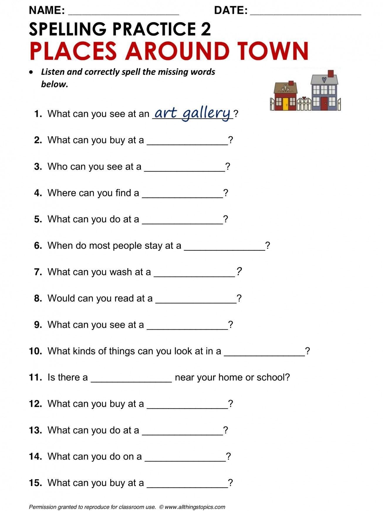 Free Printable Esl Vocabulary Worksheets