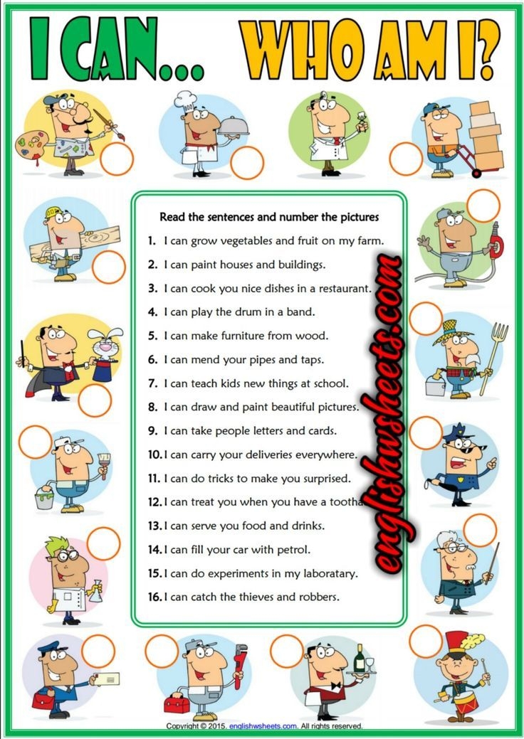 Free Printable Esl Worksheets