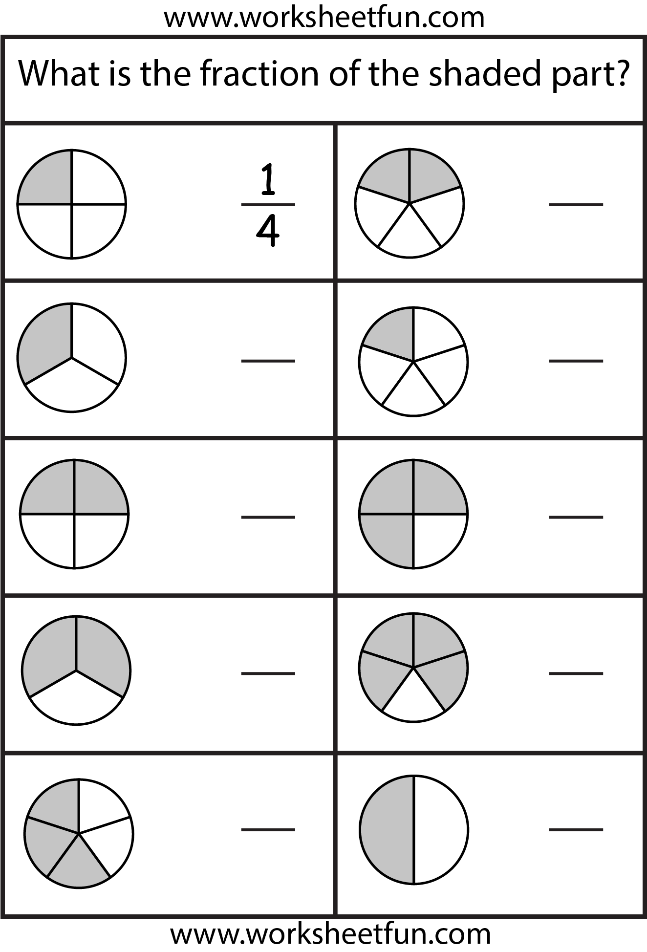 free printable fraction activities