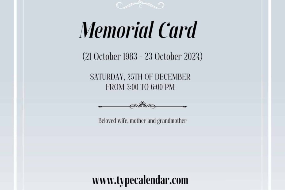 Free Printable Funeral Memorial Card Template FREE Printables