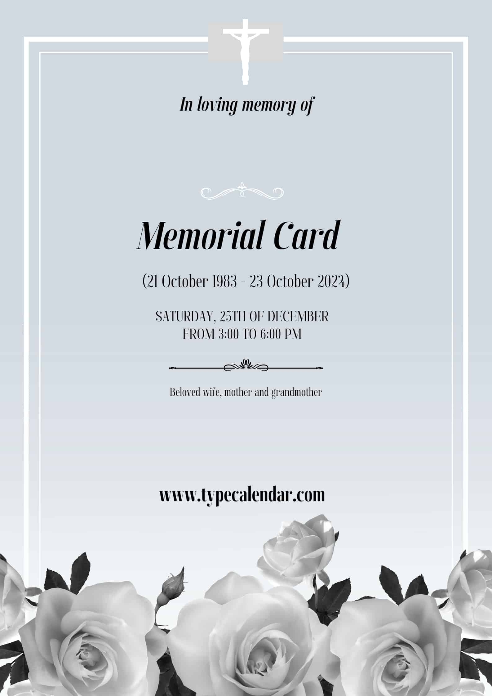 Free Printable Funeral Memorial Card Template FREE Printables