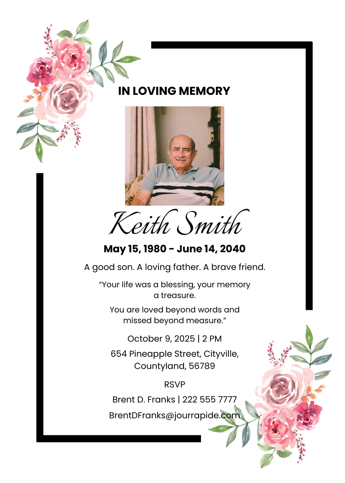 free printable funeral card templates