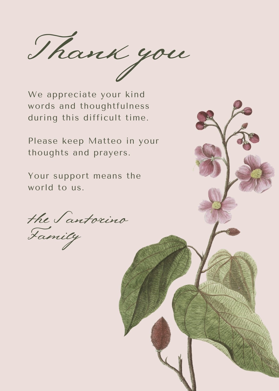 Free Printable Funeral Thank You Card Templates To