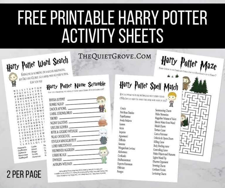 free printable harry potter activity sheets