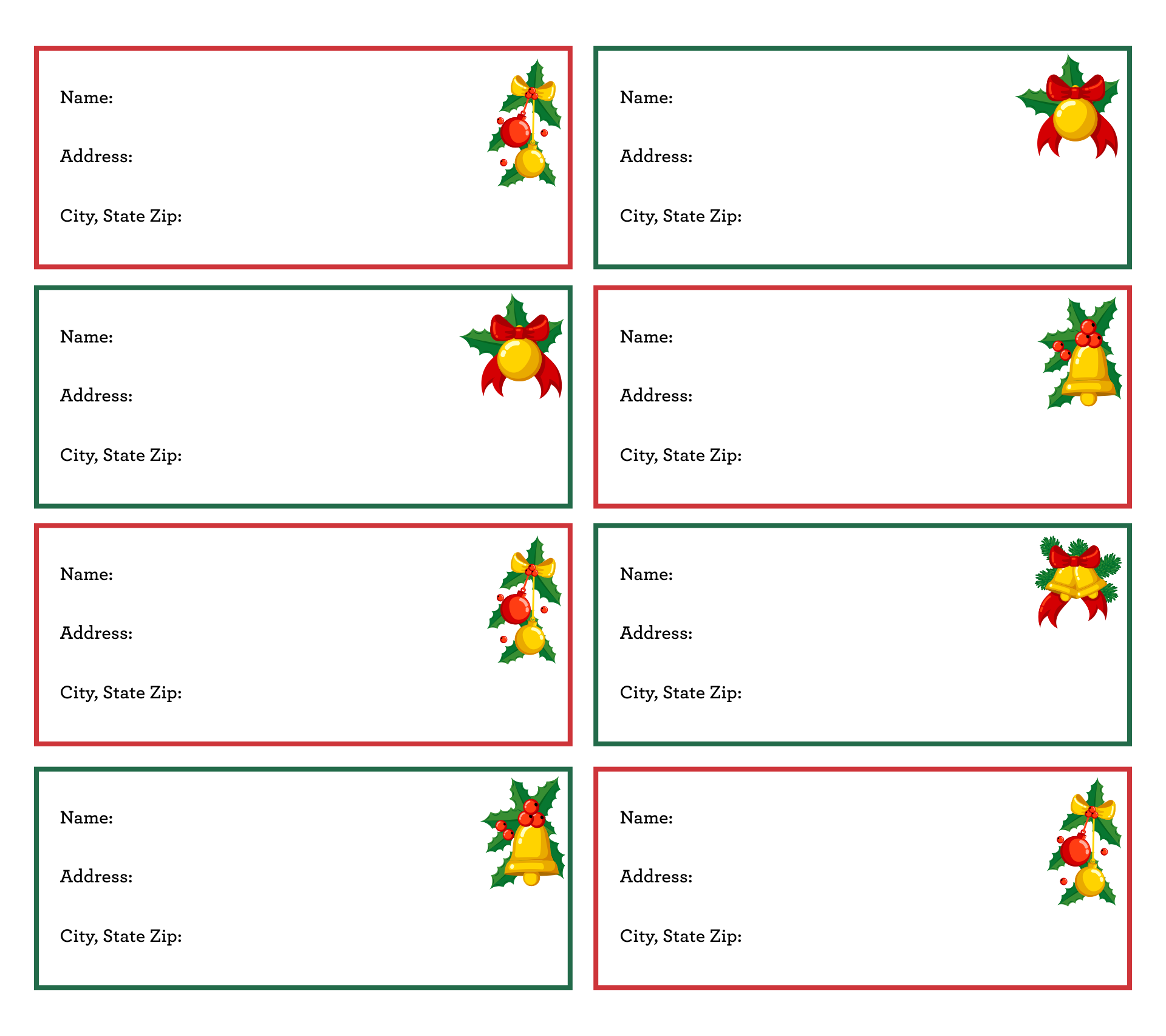 Free Printable Holiday Address Labels