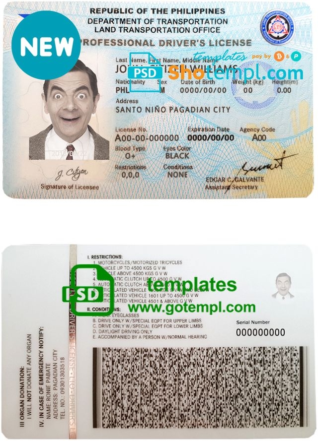 Free Printable Id Card Drivers License Template Philippines Printable 