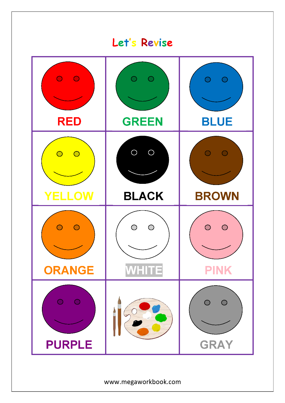 learning colors printable activities