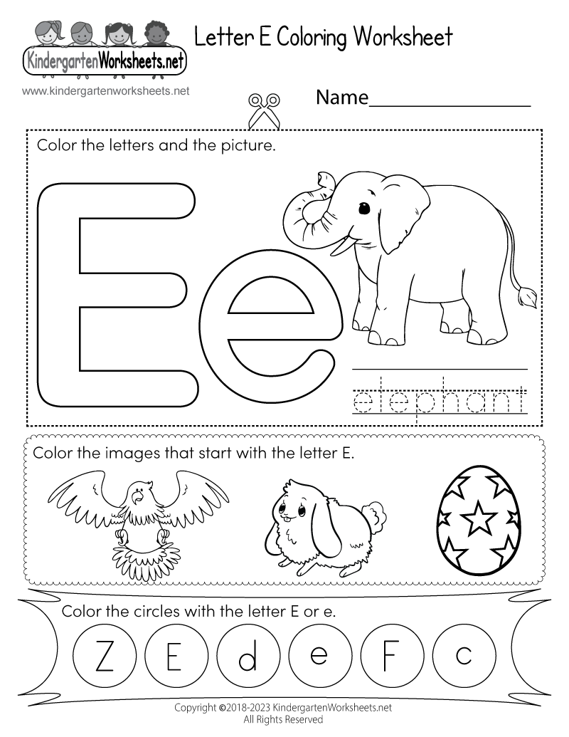 letter e preschool printable activities