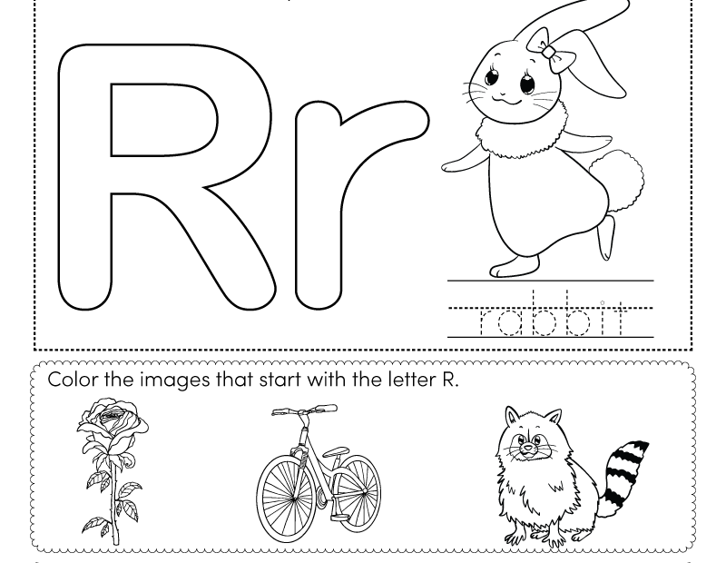 Free Printable Letter R Coloring Worksheet For Kindergarten