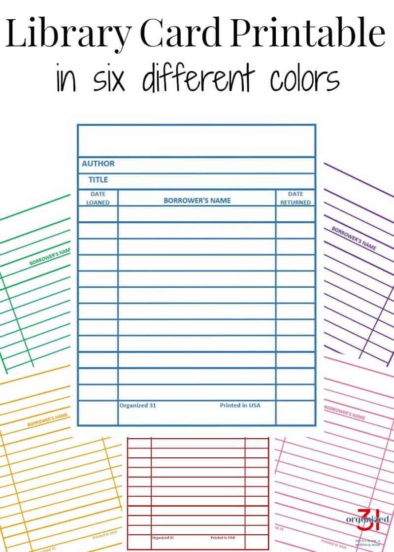 Free Printable Library Card Template