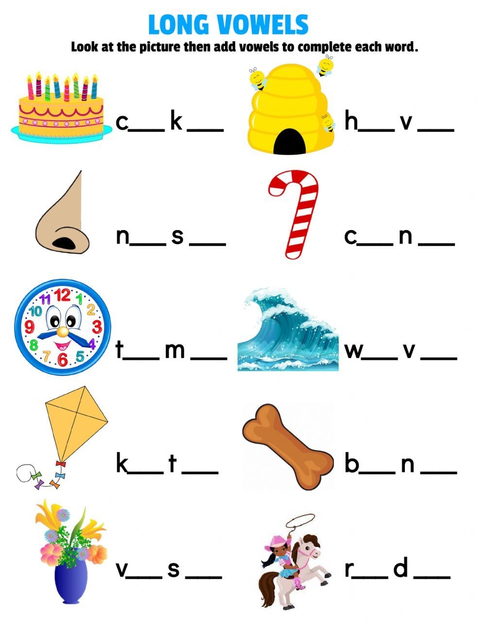 Free Printable Long Vowel Worksheets