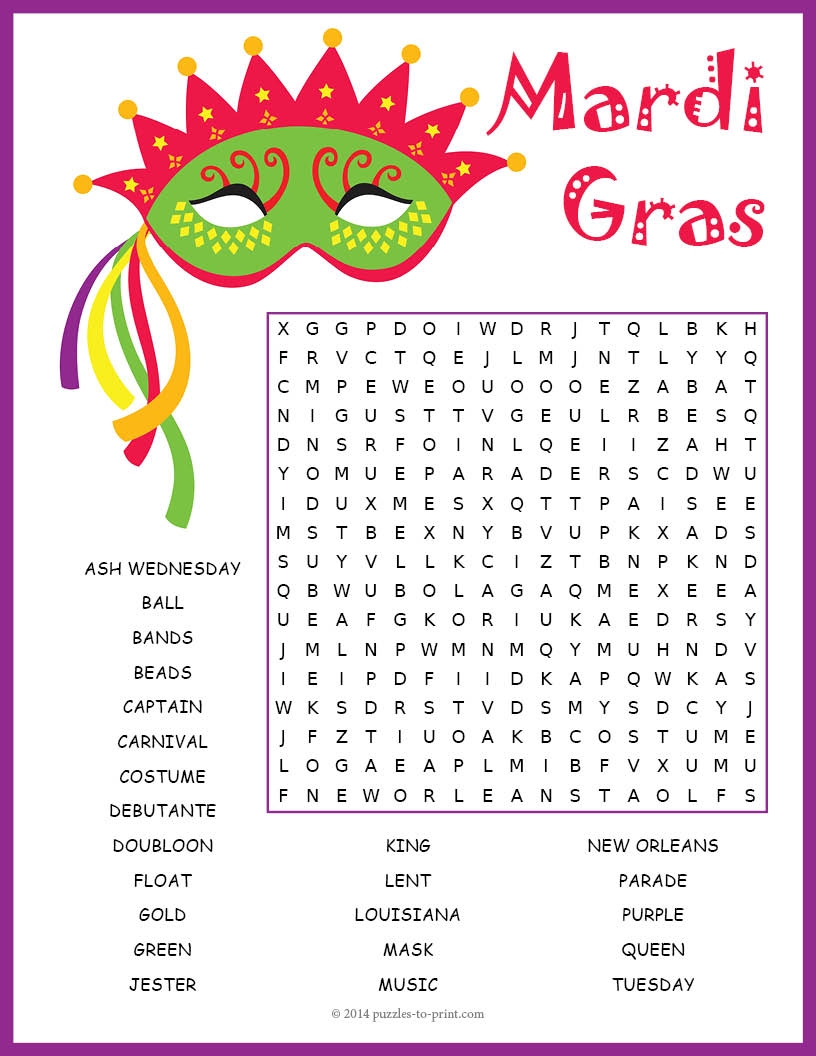 free printable mardi gras activity sheets