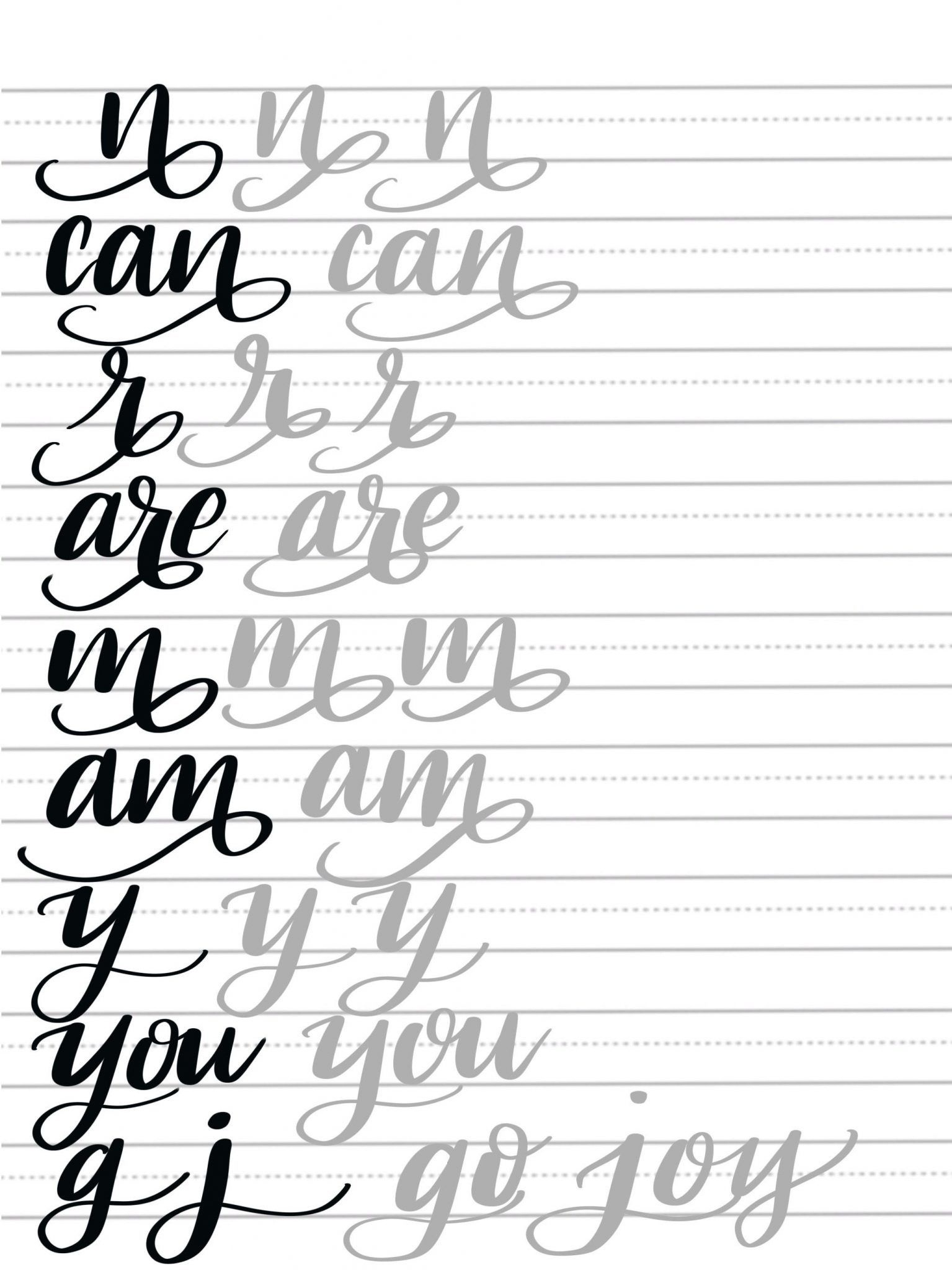 Free Printable Modern Calligraphy Practice Sheets Printable Templates