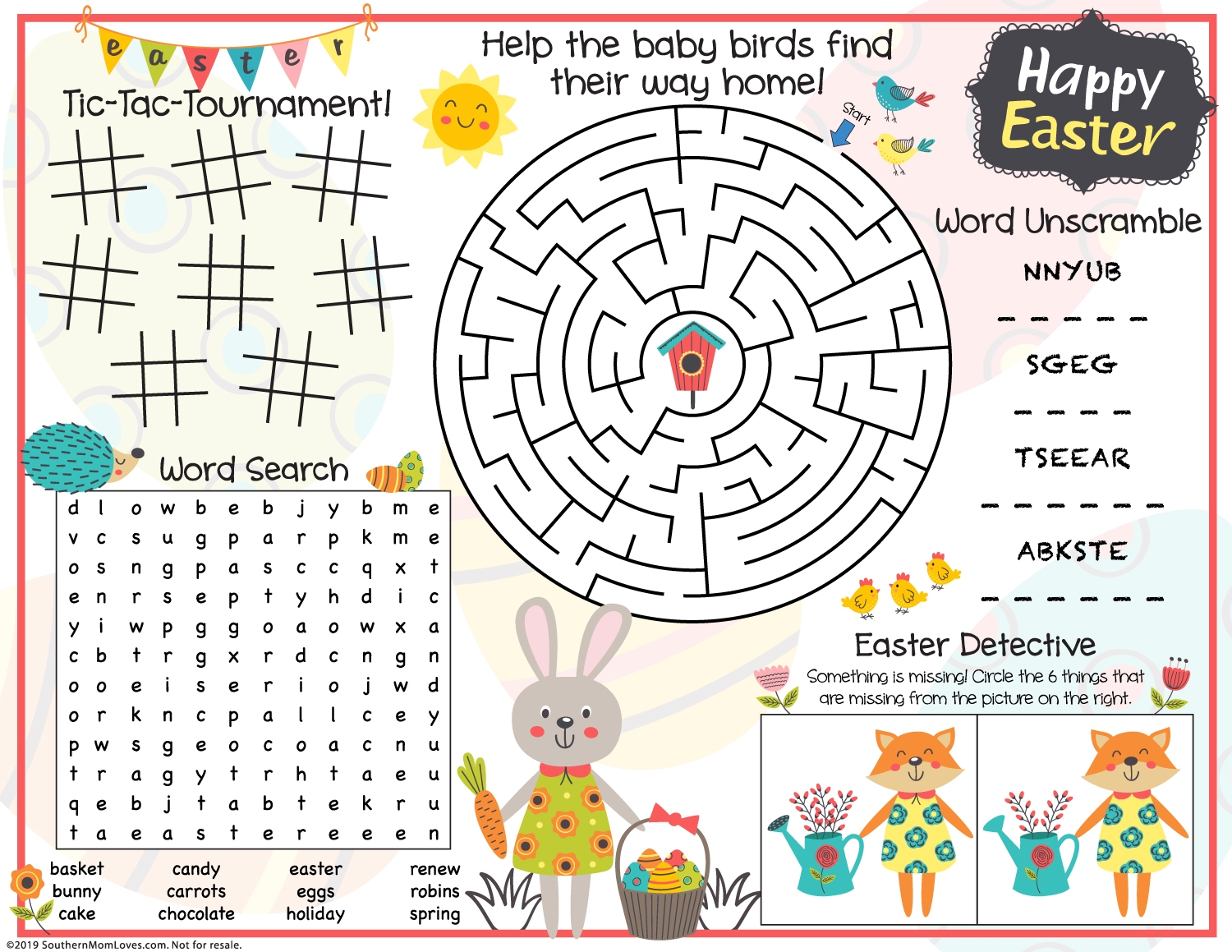 Free Printable Placemats For Kids