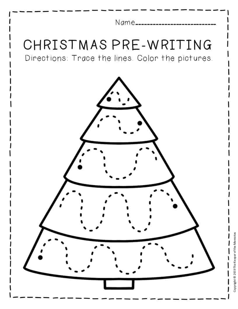 Free Printable Pre Writing Christmas Preschool Worksheets