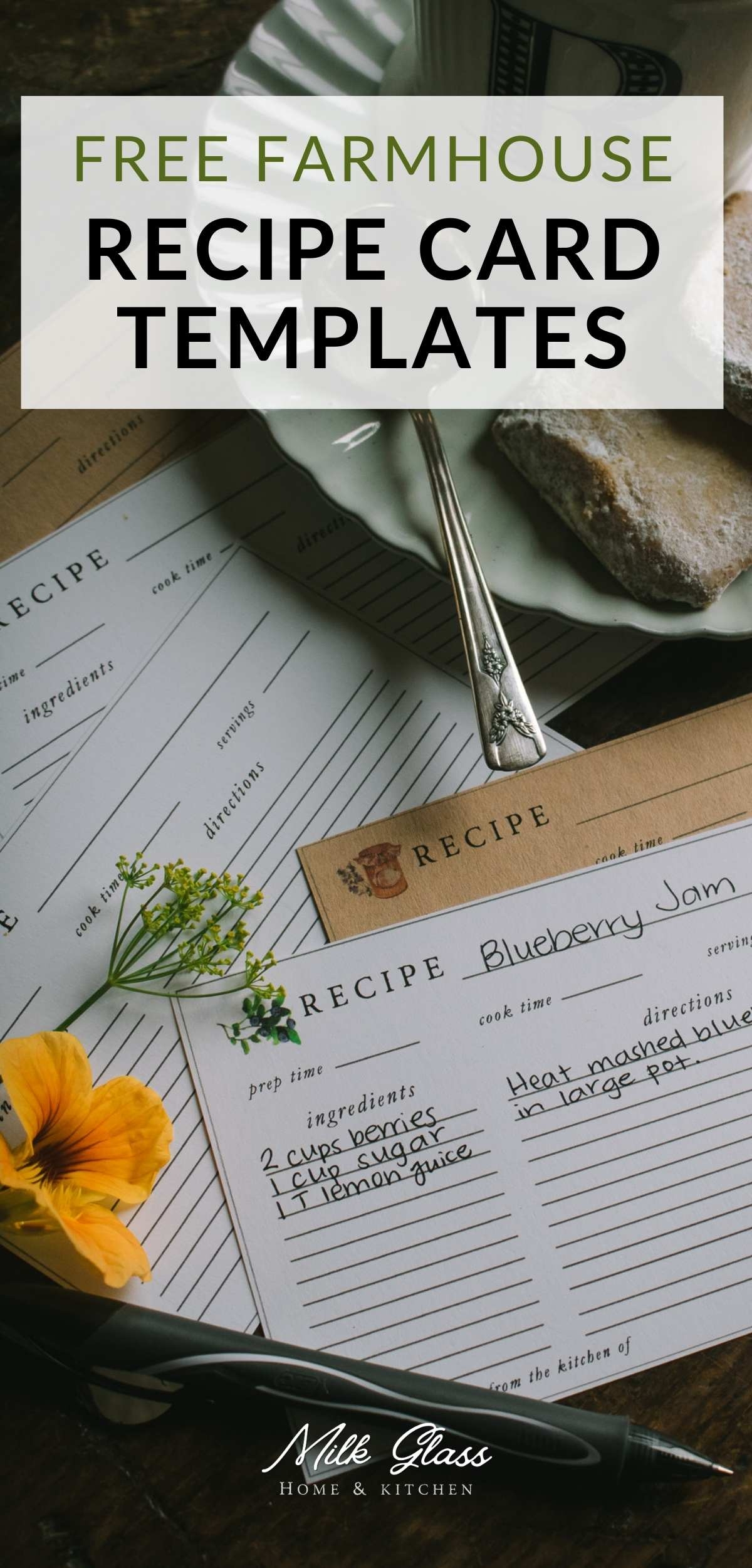 free printable customizable farmhouse recipe card template