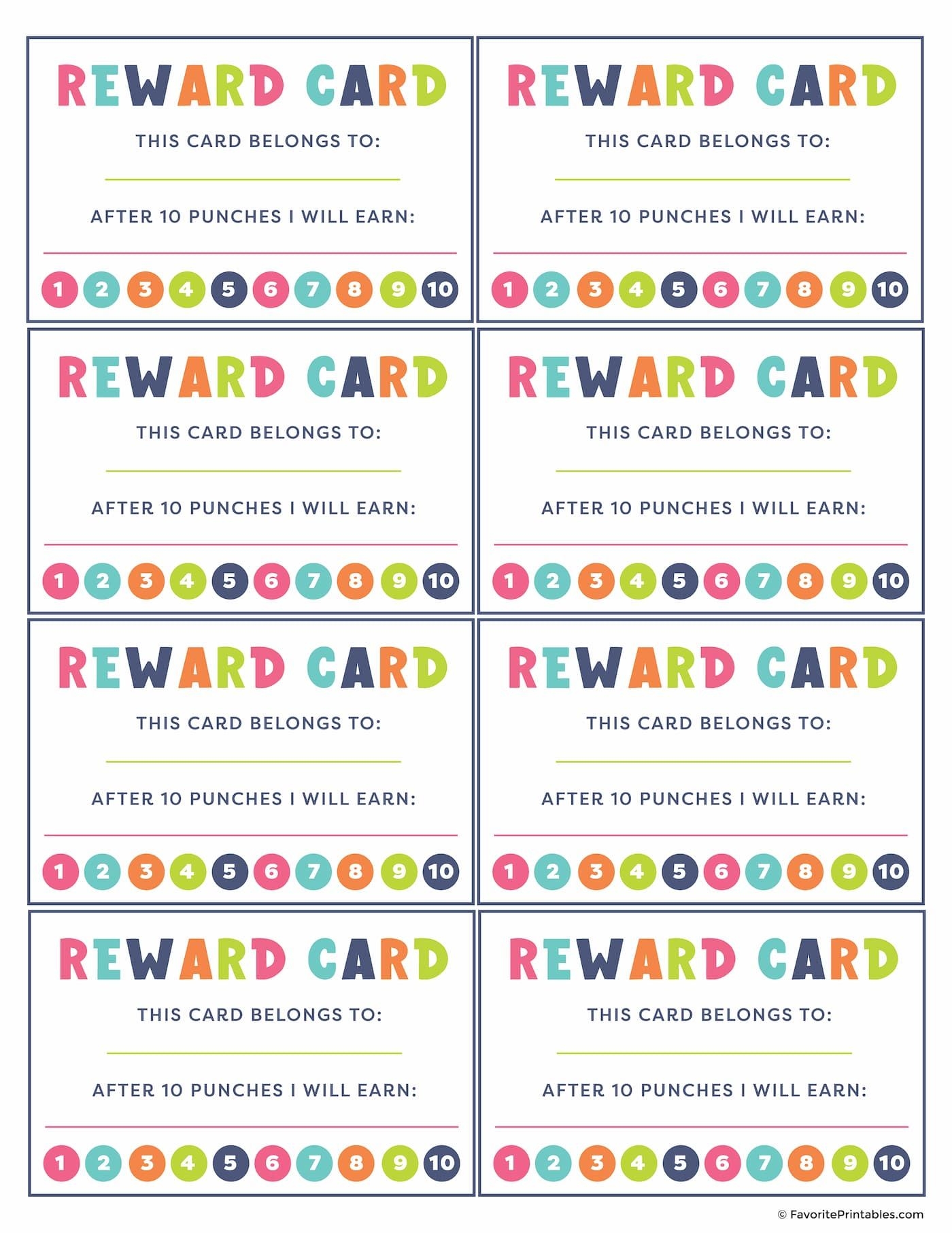 Free Printable Reward Punch Cards For Kids Punch Cards Kids Punch 