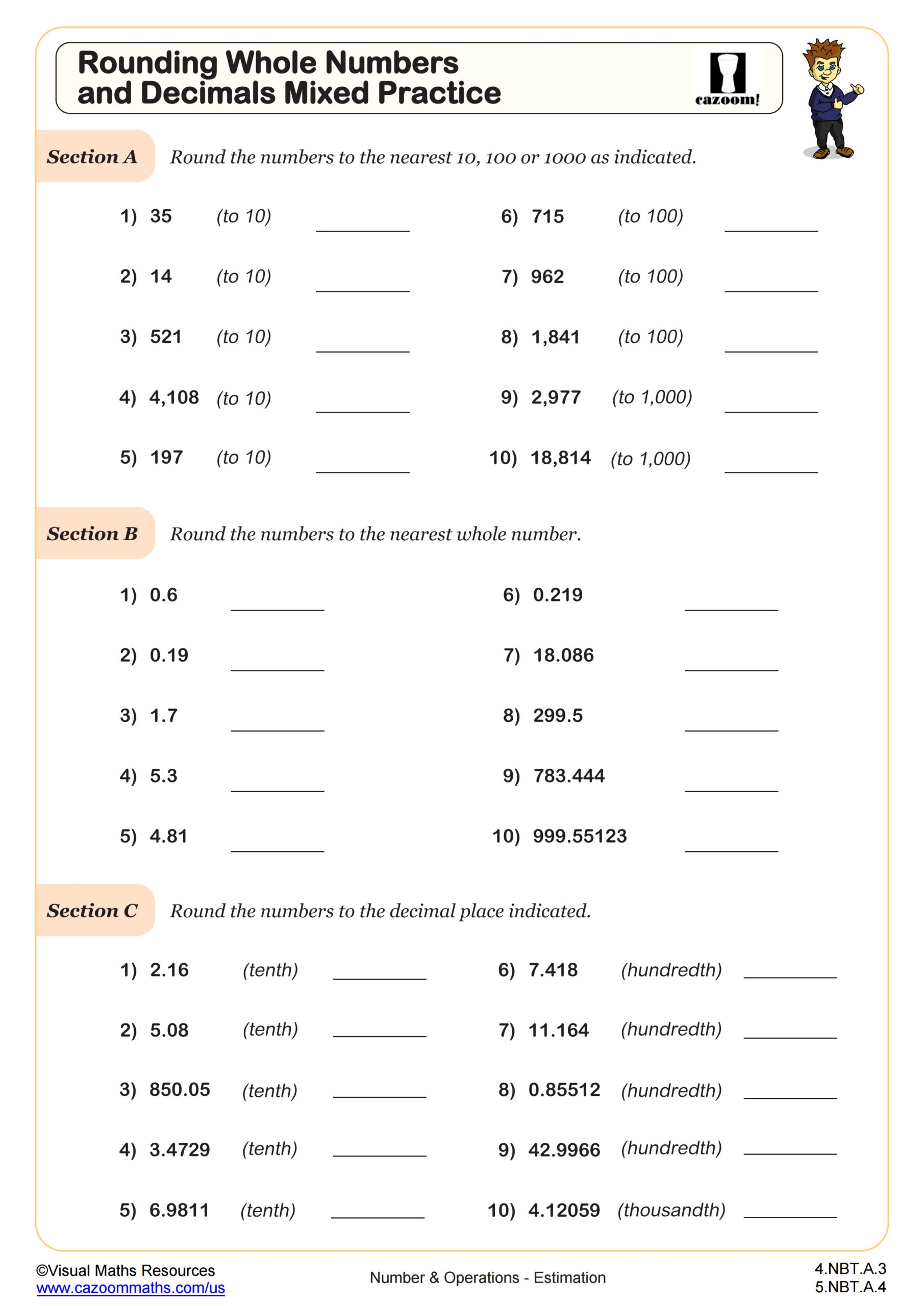 decimal activities printable