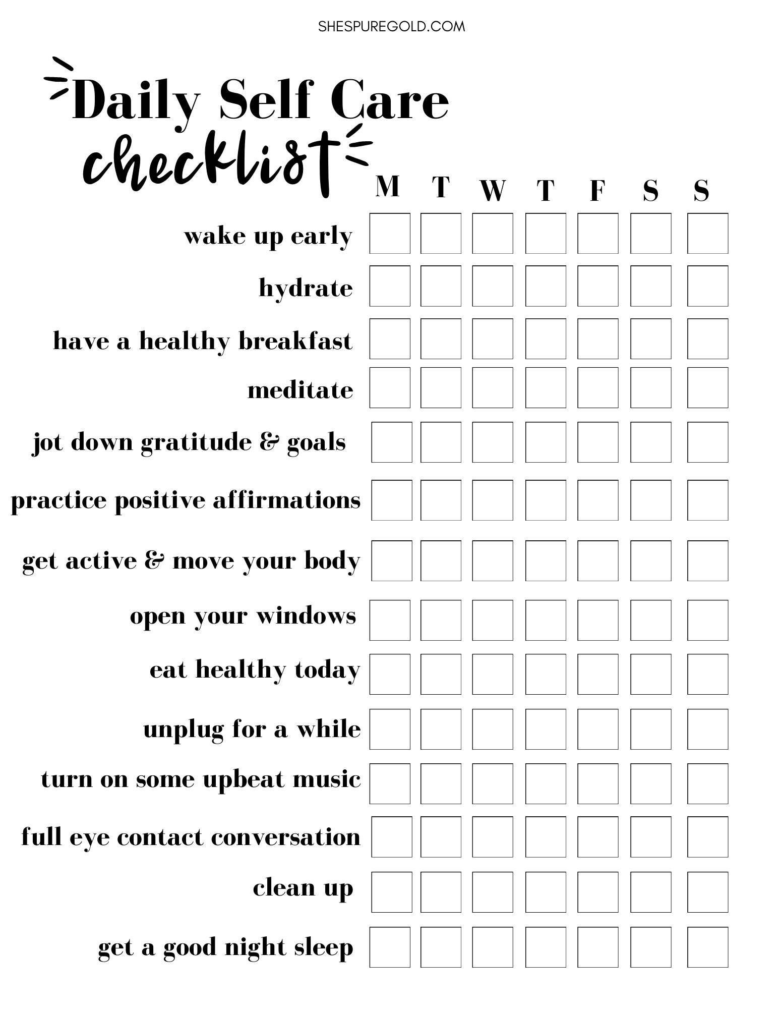 free printable self care activity worksheets