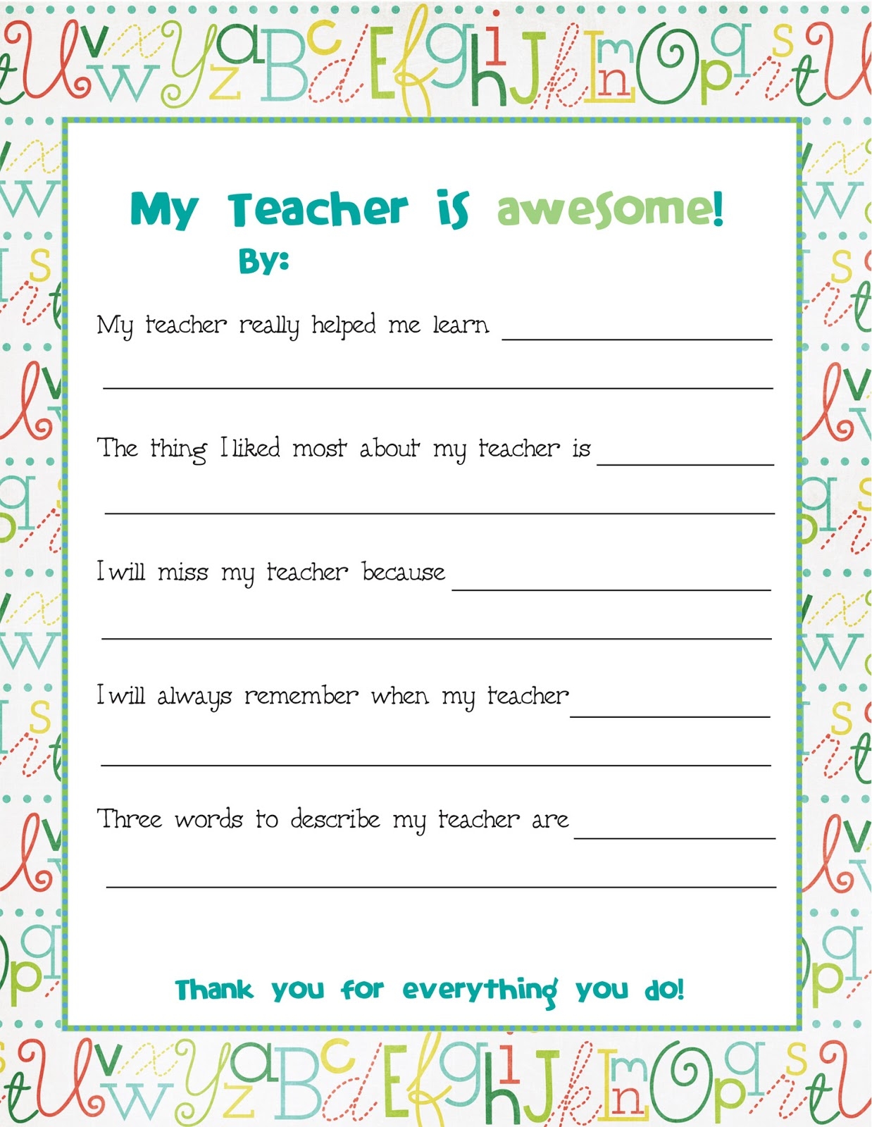 Free Printable Teacher Card