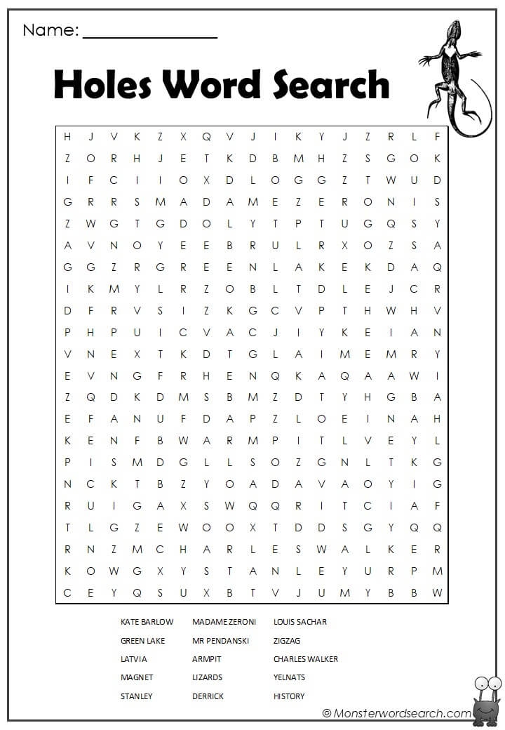 Free Printable Worksheets On The Book Holes Free Printable