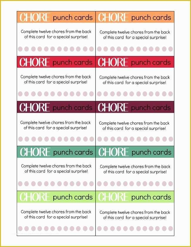 free printable chore punch card template